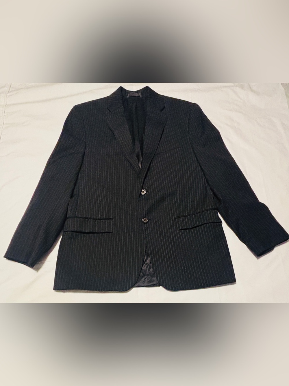 Lauren Ralph Lauren Mens 40R Wool Pinstripe Blazer Black